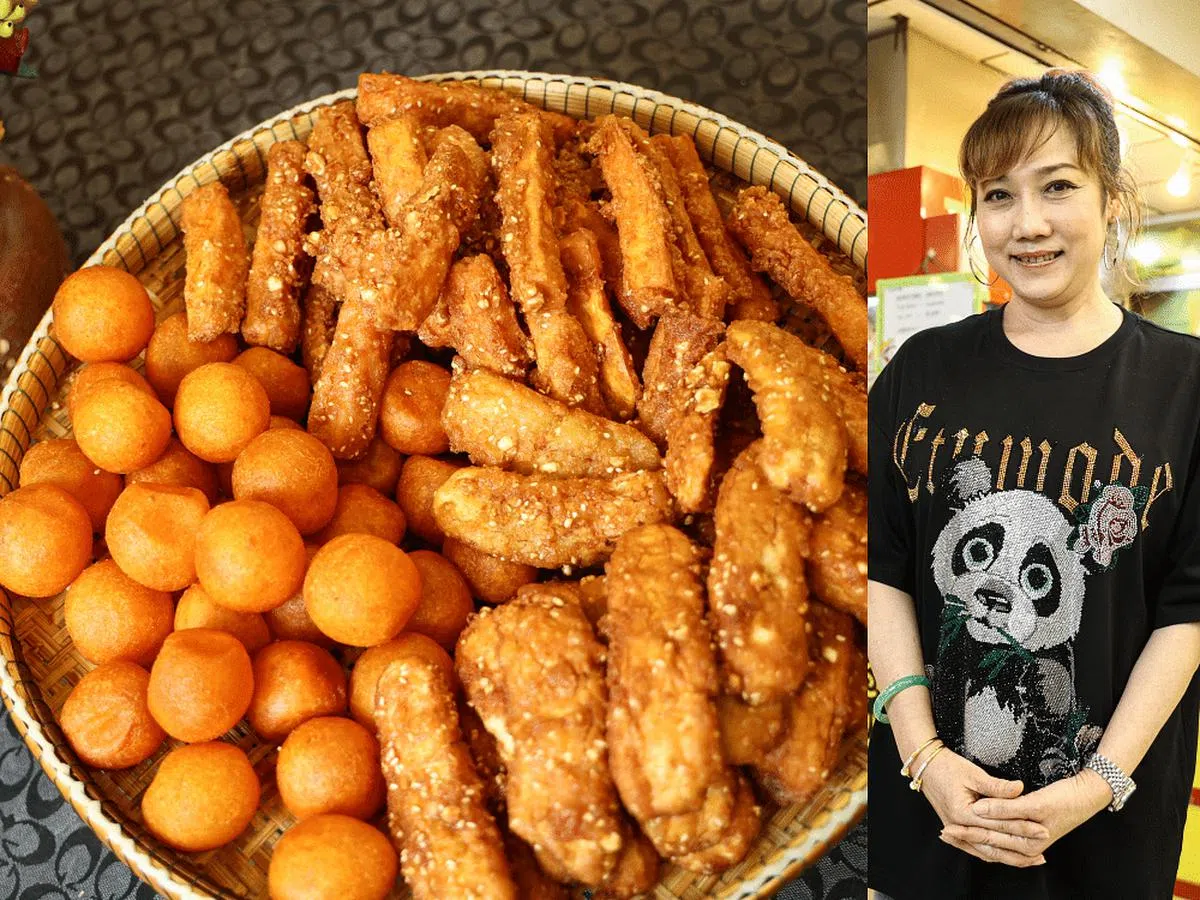 炸得金黄酥脆的泰式炸香蕉、炸地瓜球和地瓜条引人食欲。（李健玮摄）