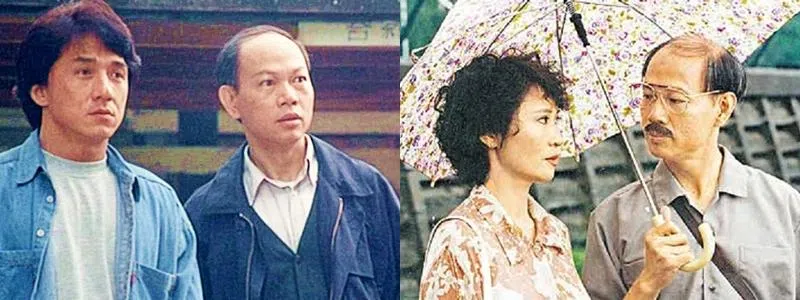 罗家英（左图右）的第一部电影是1993年与成龙合作的《重案组》；1994年搭档萧芳芳的《女人四十》（右图）则让他捧奖。（互联网）