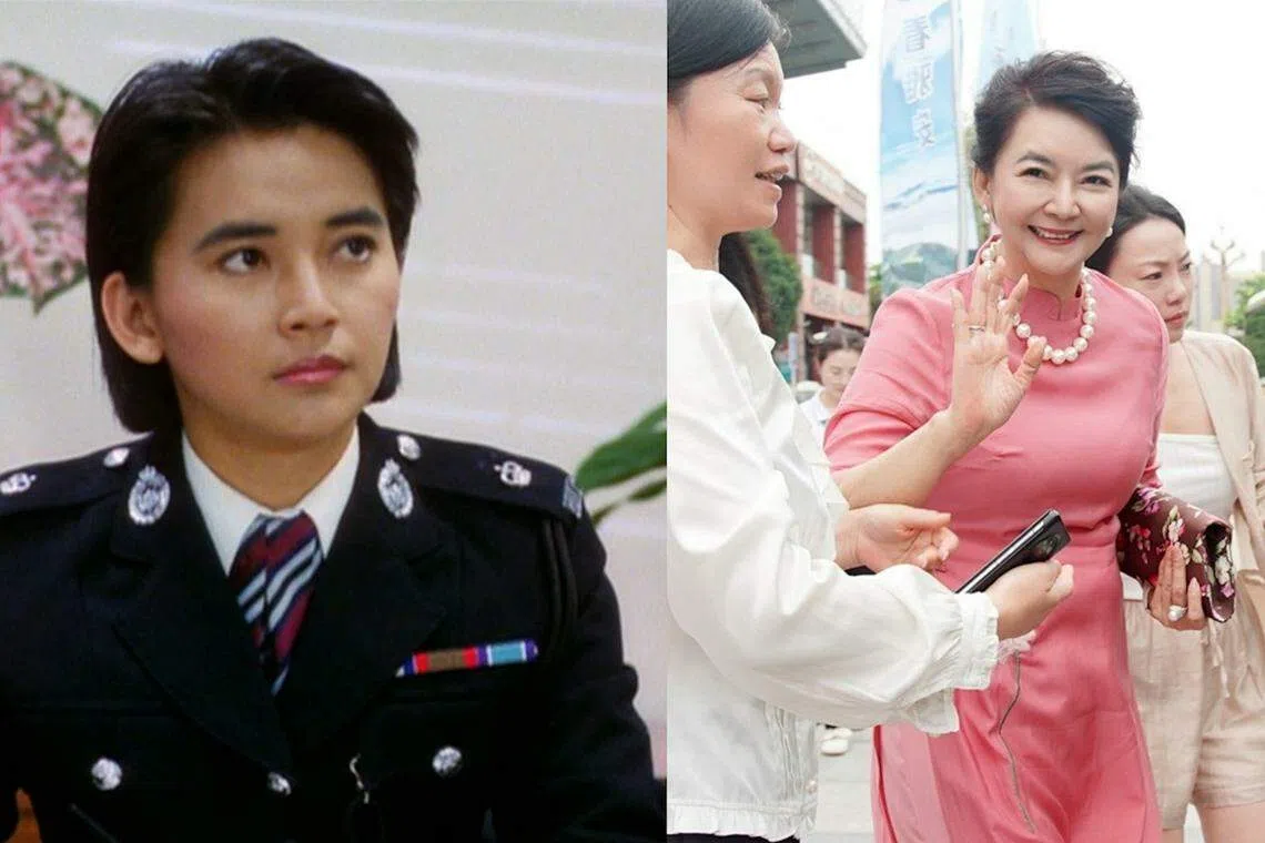 胡慧中的经典作品包括《霸王花》的女教官（左图）角色。（互联网）