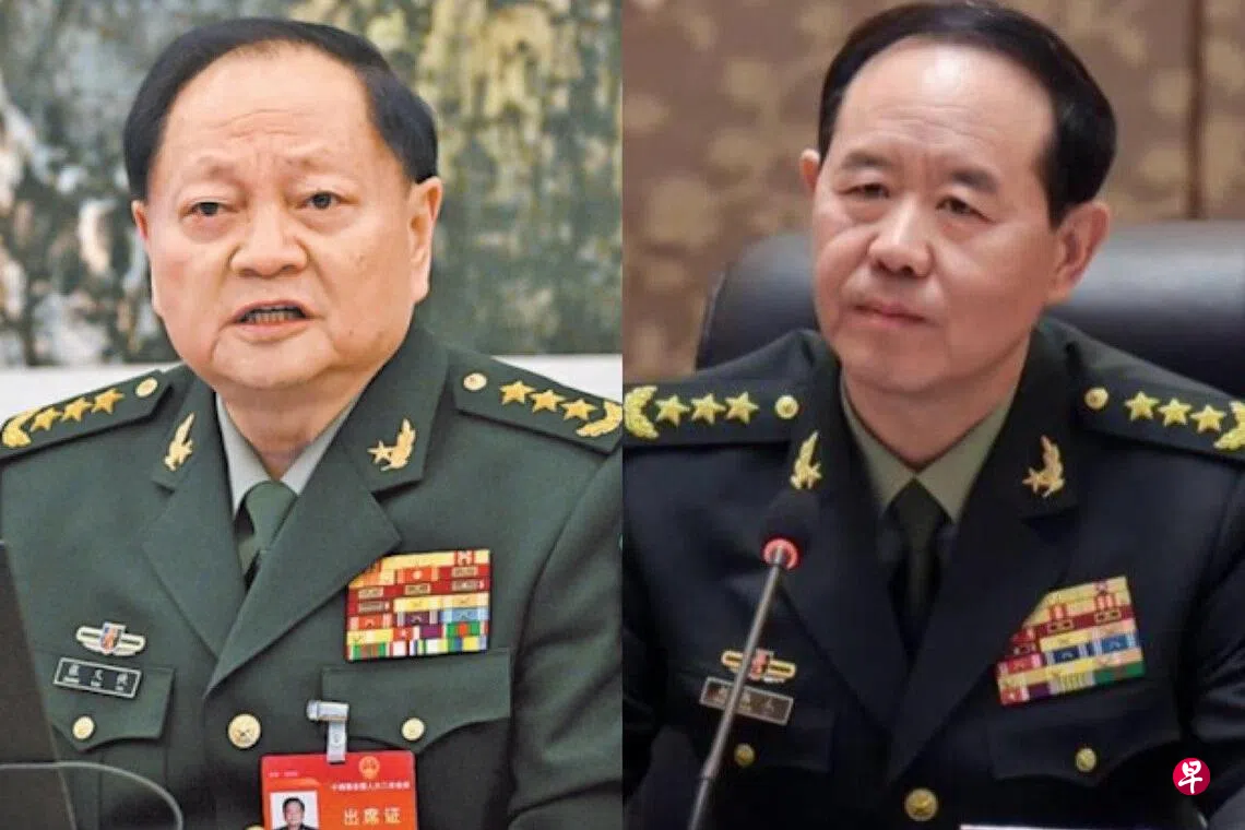 中国官方通报，中共中央政治局委员、中央军委副主席张又侠（左），以及中央军委委员、中央军委联合参谋部参谋长刘振立，涉嫌严重违纪违法被查。（互联网） （档案照）