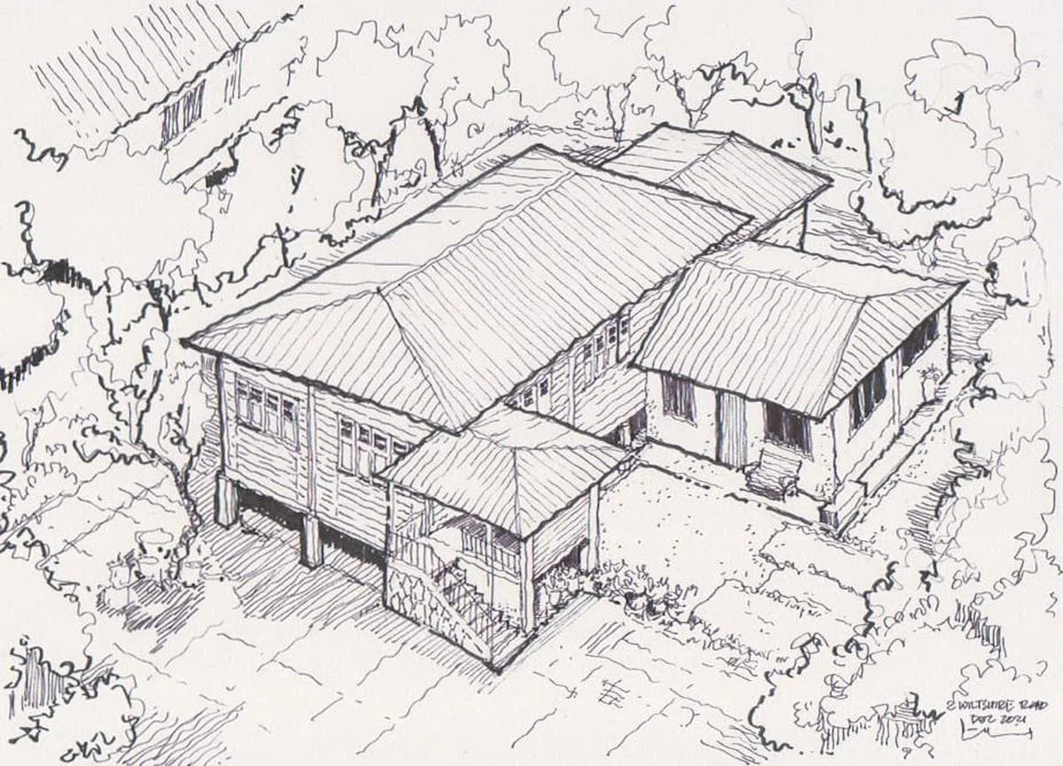 为了将房子的记忆留下，建筑师宫树义特地画了老房子的黑白速描。