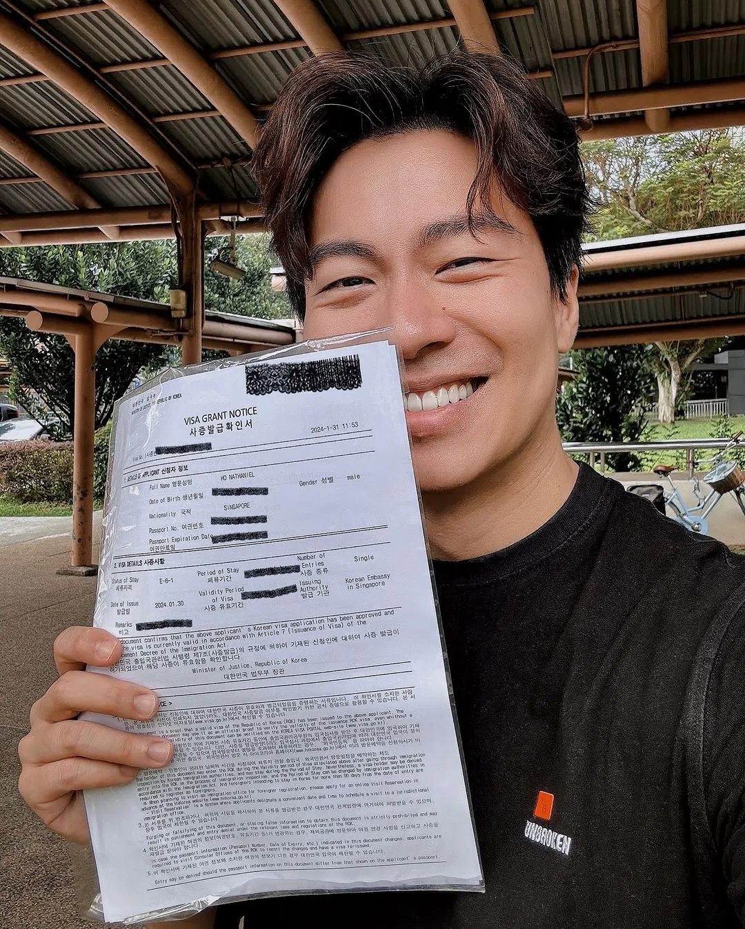 鹤天赐1月获得韩国工作准证，他打算申请韩国永久居民。（取自鹤天赐IG）