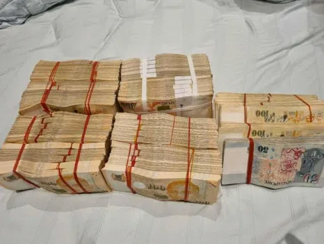 执法人员起获了大量现金。（新加坡警察部队提供）