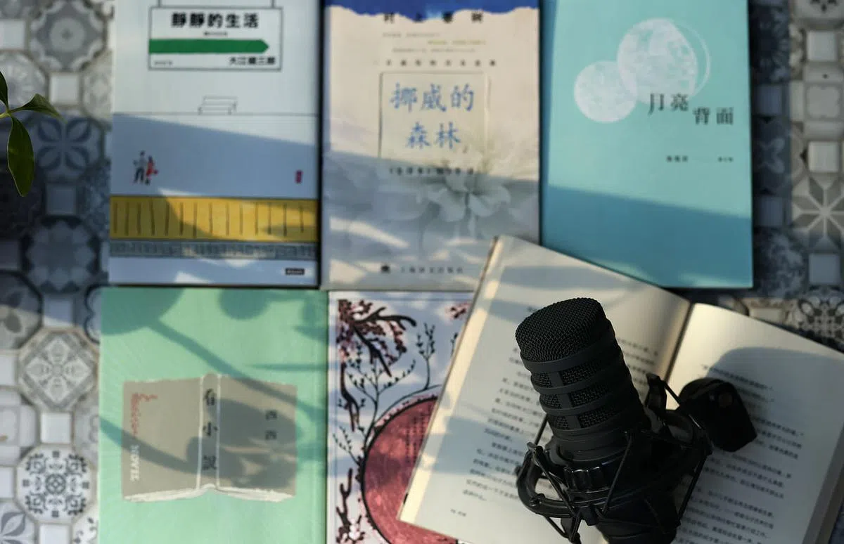 各地不少播客平台推广阅读。（龙国雄摄）