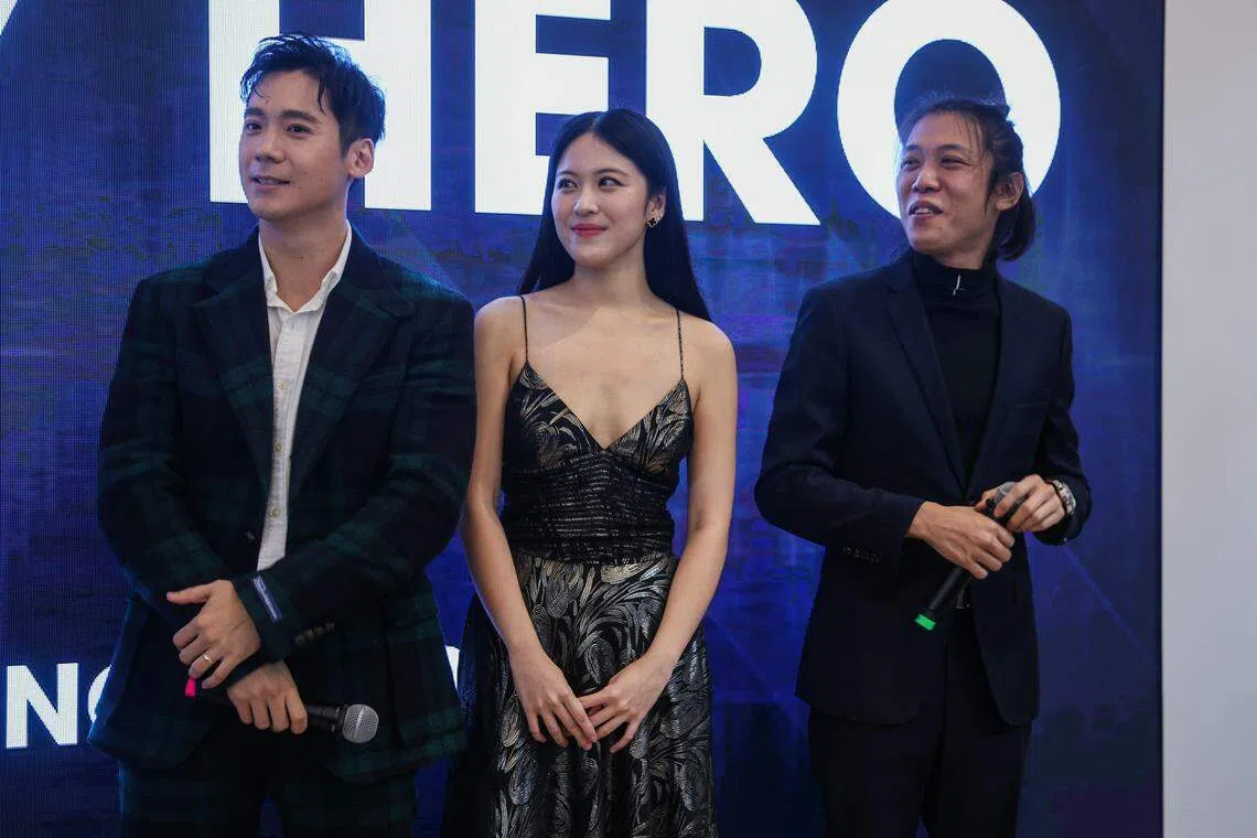 陈伟恩（左起）、郑主恩和王伟良将出演2025年贺岁电影“Baby Hero”。（白艳琳摄）