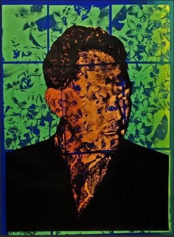 劳迪·阿比拉玛纸本丙烯颜料《花中的李光耀》。（主办方提供）