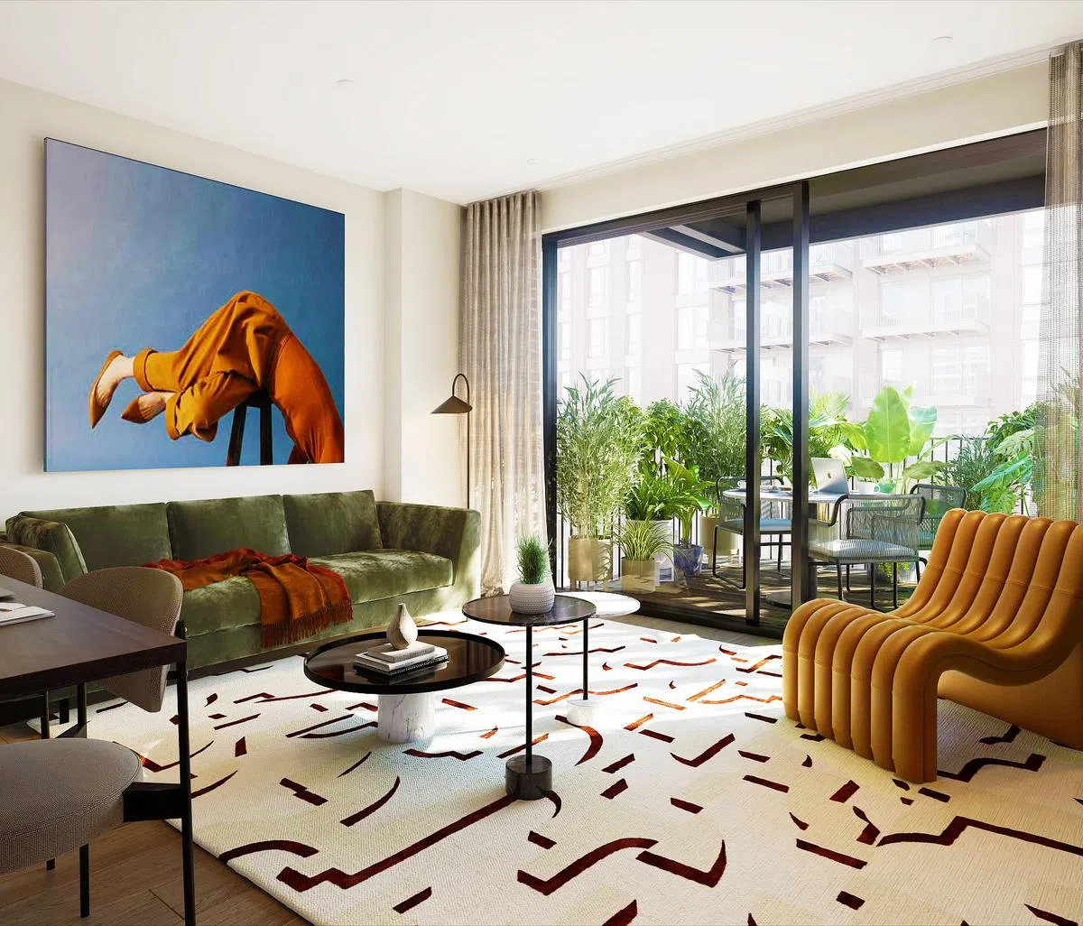 公寓展现了现代化的英伦设计风格，不但自然采光充足、间隔宽敞，而且可以欣赏到迷人的河畔或公园美景。（图/发展商提供）