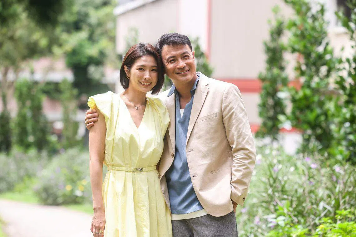 林明伦（右）和黄晶玲首次合作，扮演父女。（陈斌勤摄）