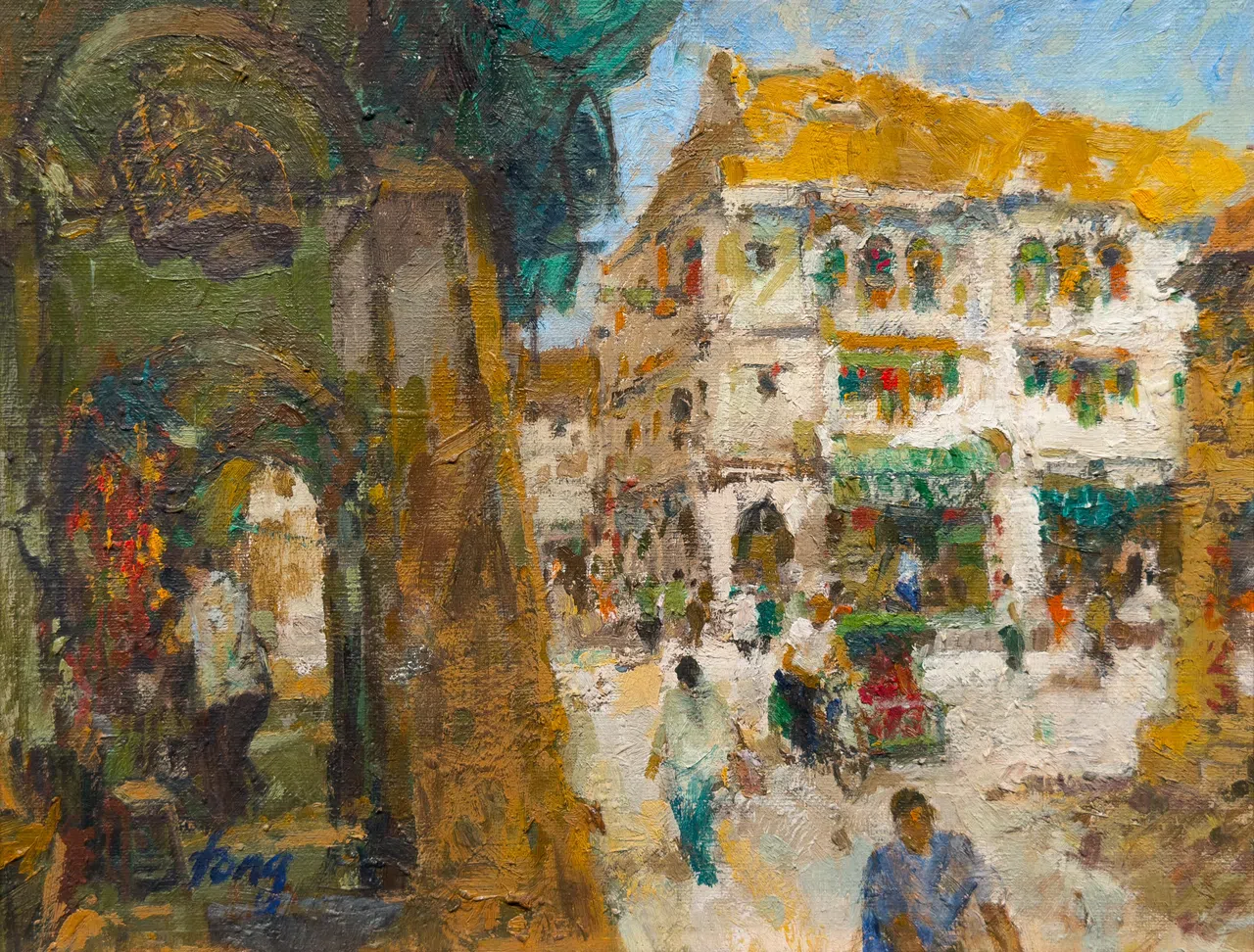 童振狮油画《北京街》。（嘉合画轩提供）