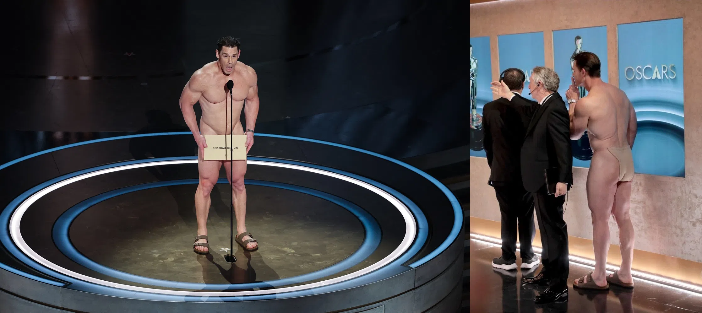 John Cena（约翰·塞纳）裸体现身舞台引发热议。（路透社、互联网）