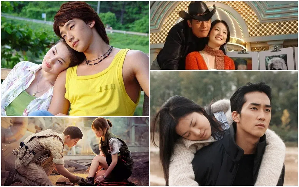 宋慧乔的代表作包括《浪漫满屋》（左起顺时针），《All In真爱宣言》、《秋天的童话》和《太阳的后裔》。（互联网）