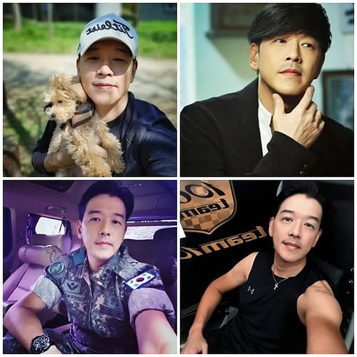 柳时元的近照，你分得出时间的远近吗？左上角是最近的，摄于5日前。右下角摄于2019年，其他两张摄于2020年。（取自艺人IG）