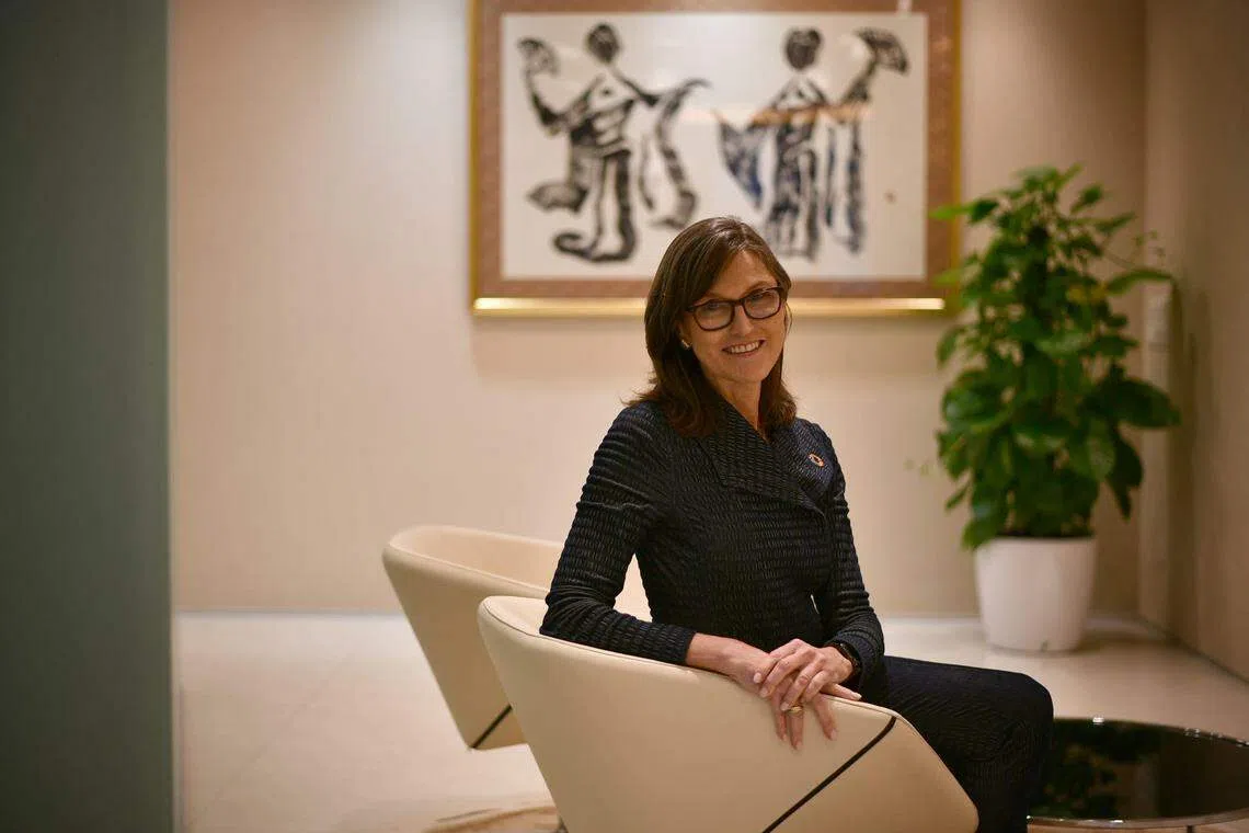 美国“女股神”凯西伍德发推文说，近期股市宠儿英伟达的价位已经太贵了。（档案照片）