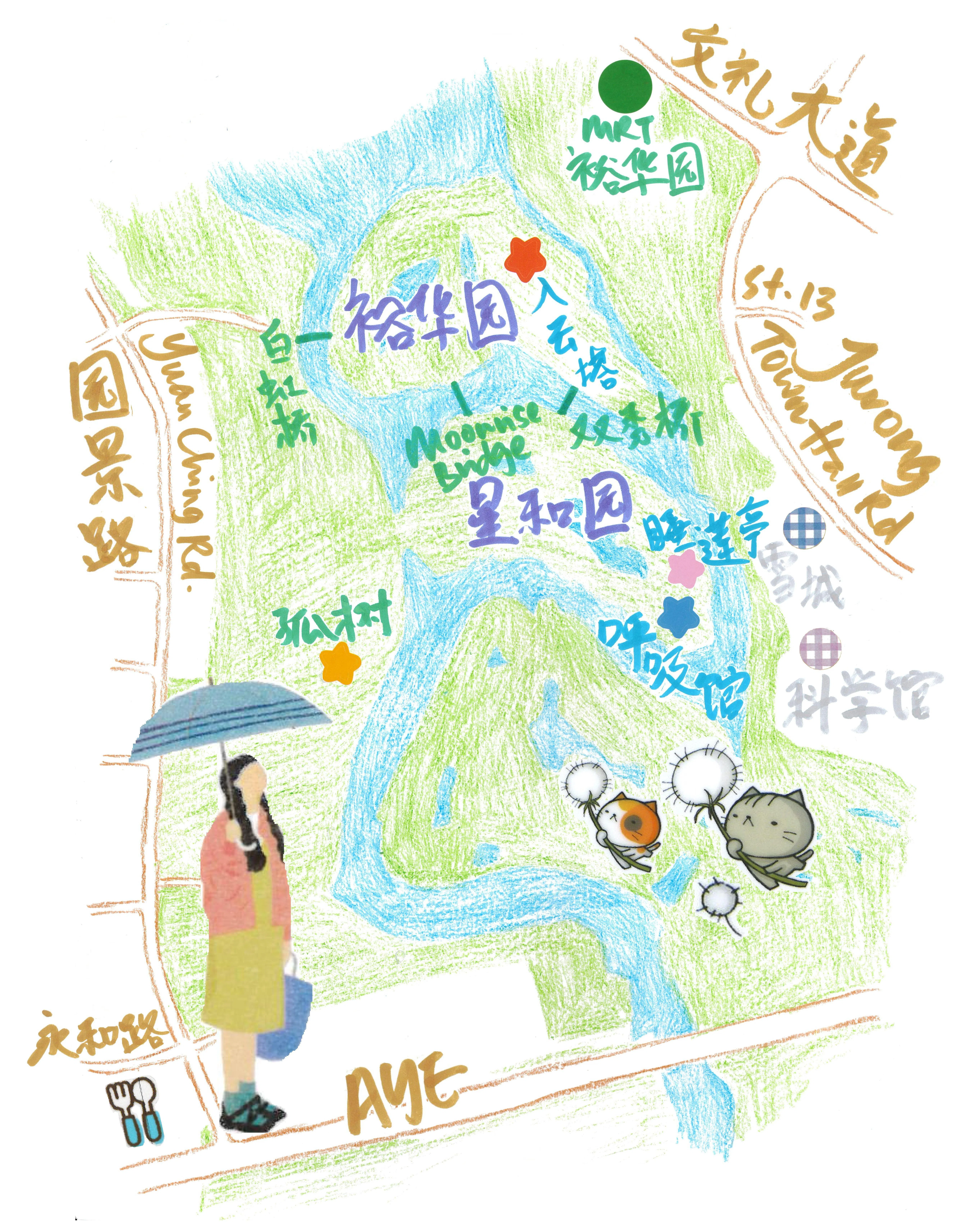 建议从裕华园地铁站出发，先步行前往裕华园，再去星和园，看看两个园区在2024年完成翻新后有何流连忘返之处。（陈映蓁手绘）