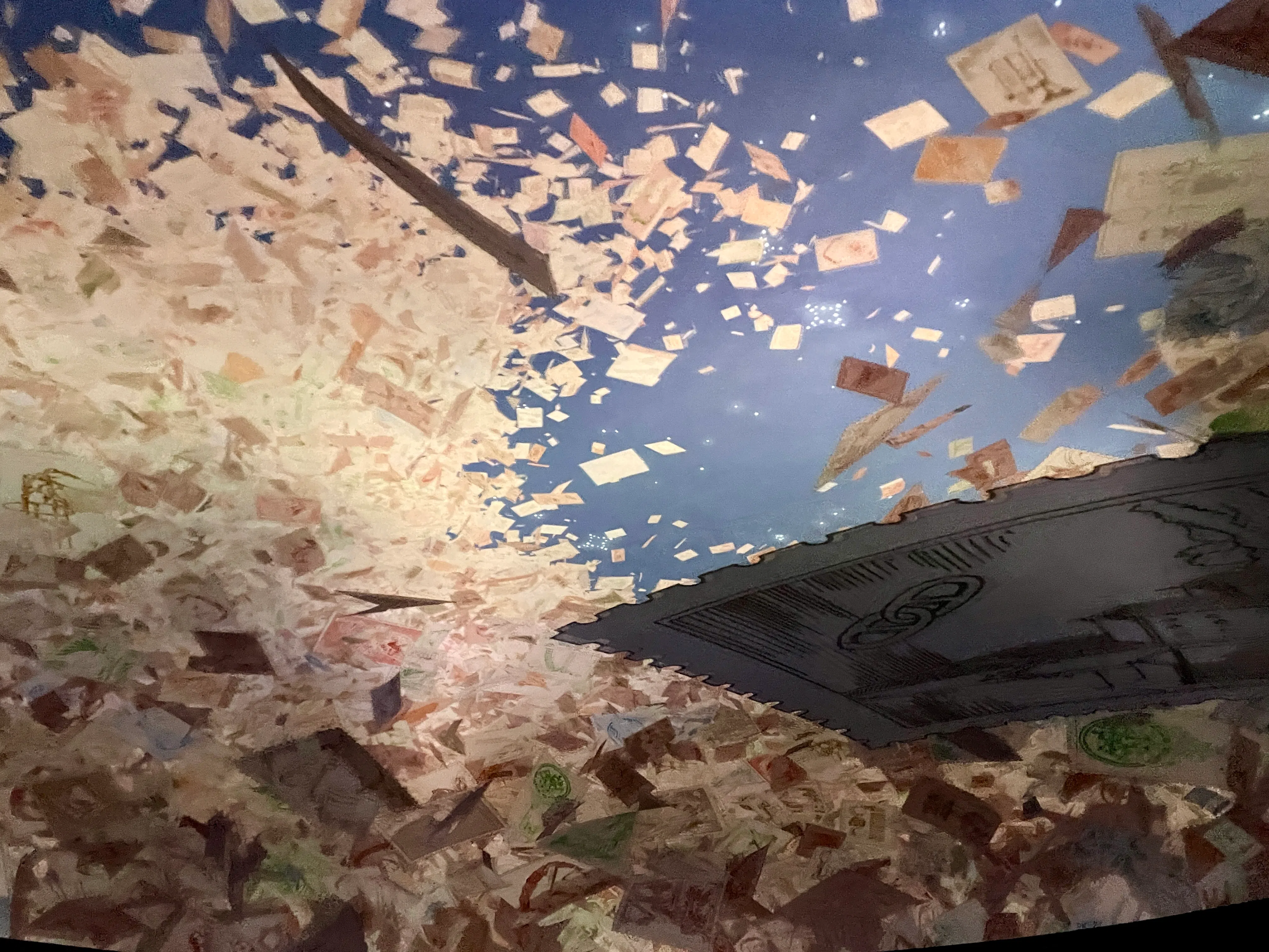 女主角将所见所闻写在信笺上，信件如雪花般从天之涯地之角飞回男主角身边。（林方伟摄）