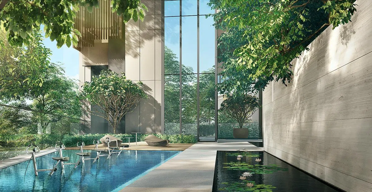 莲花塘景观，让空间有了大自然的勃勃生机，使住户心情舒畅。（图/PERFECT TEN提供）