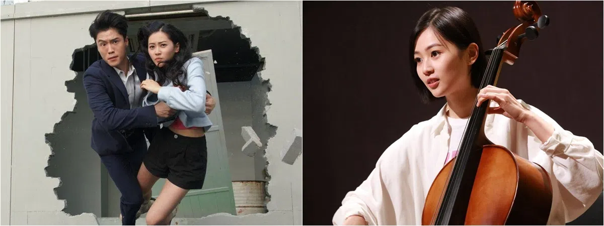 郭柏妍在《夺命提示》挑战大量的动作戏（左图右），也为《麻雀乐团》角色苦学大提琴。（互联网）