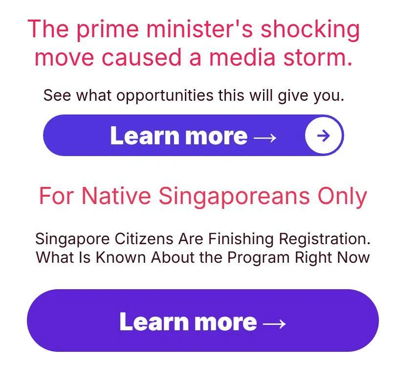 骗子刊登的广告中运用针对新加坡人等字眼，让国人放松警惕。（Group-IB提供）