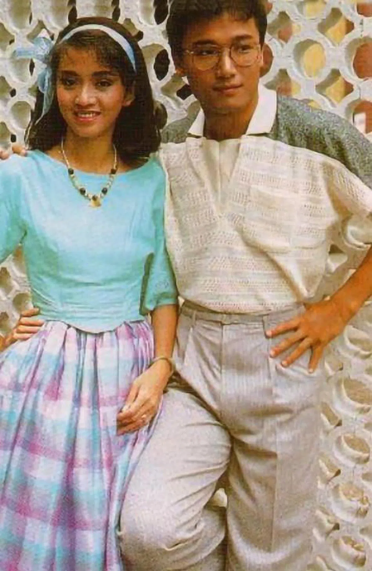 梅艳芳（左）与苗侨伟的缘分始于电视剧《香江花月夜》。（档案照）