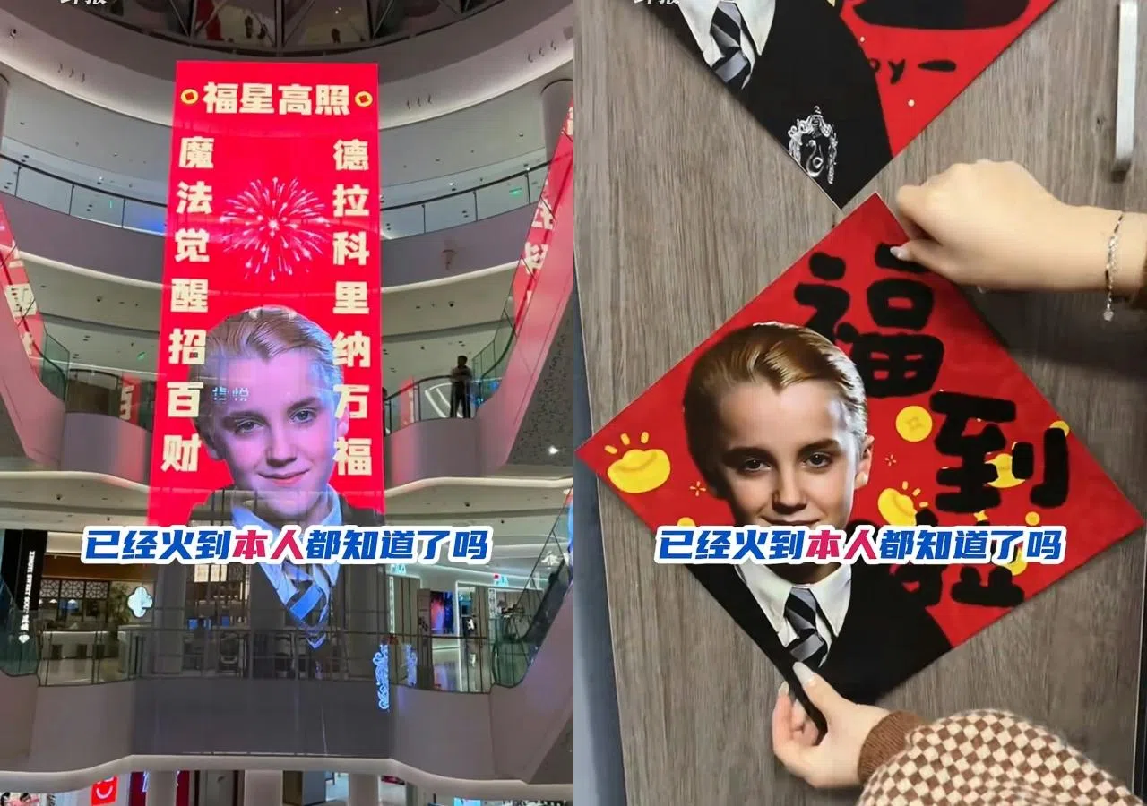 Felton贴挥春的片段在网络上火速疯传。（互联网）