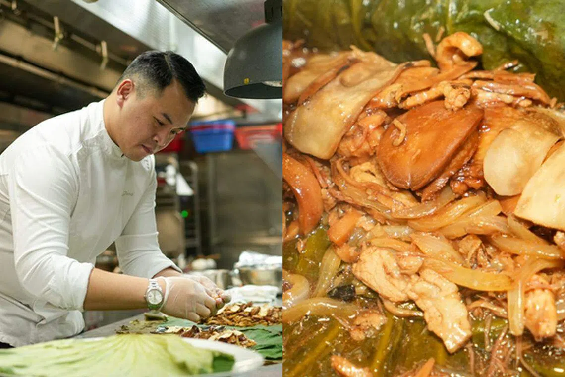 香港万豪金殿大厨邓家濠新做经典菜，松茸富贵鲍吃法像富贵鸡。（香港旅游发展局提供）