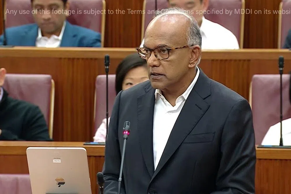 国家安全统筹部长兼内政部长尚穆根。（国会直播视频截图）