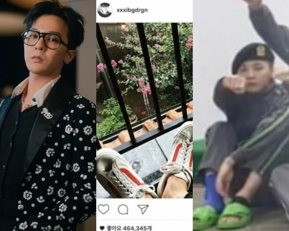 G-Dragon所穿的球鞋和拖鞋都掀起抢购风。（取自G-Dragon Instagram，互联网）
