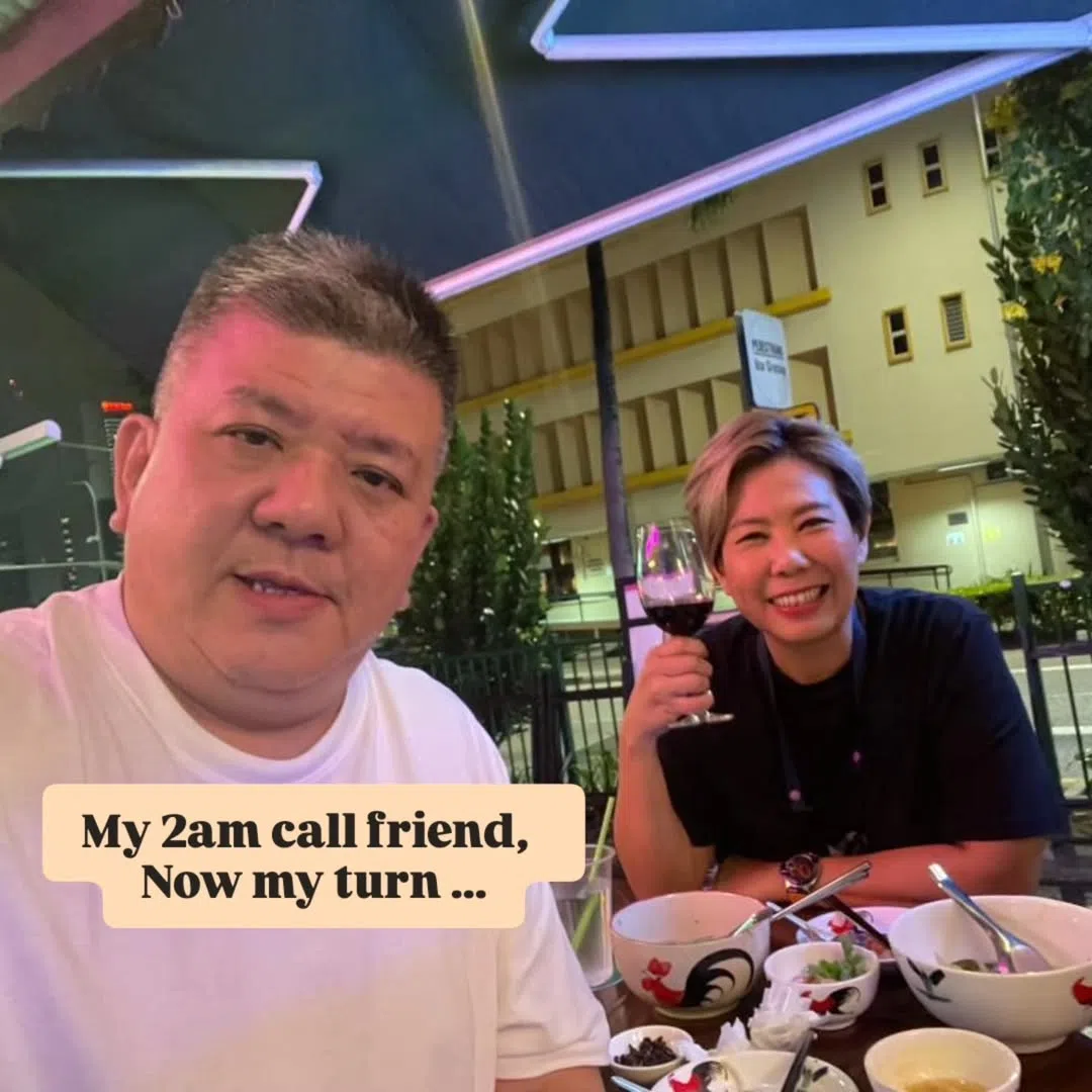洪爱玲（右）在社媒上为mm2执行主席洪伟才加油。（取自洪爱玲IG）
