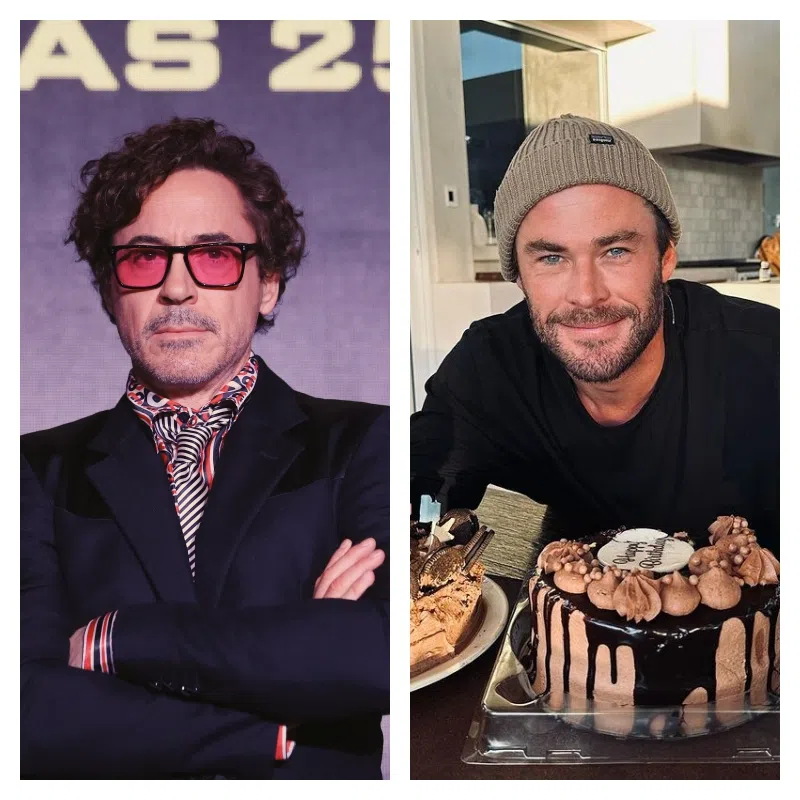 “钢铁人”小劳勃道尼（左）和“雷神”克里斯海姆斯沃斯都出席了婚礼。（左图叶振忠摄影，右图取自Chris Hemsworth IG）