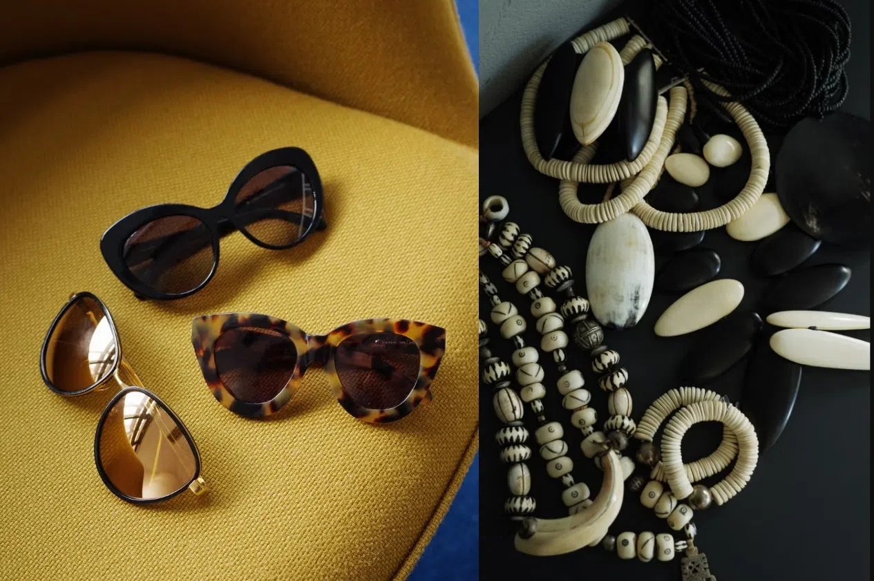内藤麻美在各地旅行时，收集到的墨镜和配饰。（取自社媒）