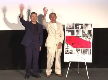 导演甘龙发（左）和男主角林继堂出席2025年东京影展《老破车》首映会。（档案照）
