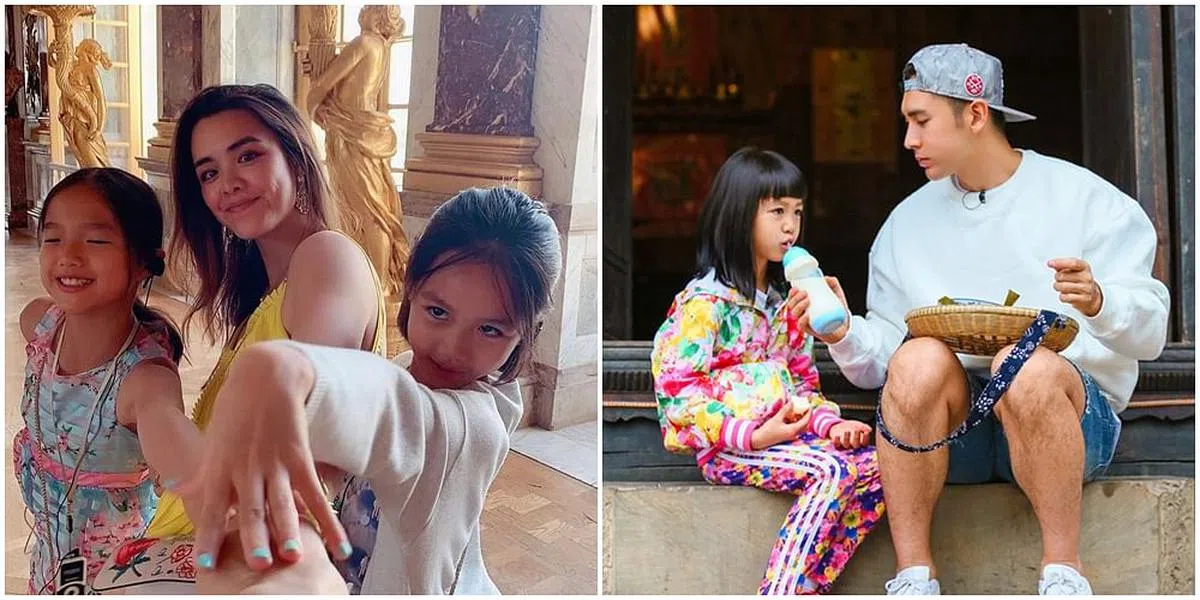 钟丽缇的3个女儿都改姓“张”，分别是二女儿Jaden张思捷（左图左）、大女儿Yasmine张敏钧（左图中）、及小女儿Cayla张凯琳。其中Cayla与张伦硕曾一起出演人气节目《爸爸去哪儿4》。（图/微博）