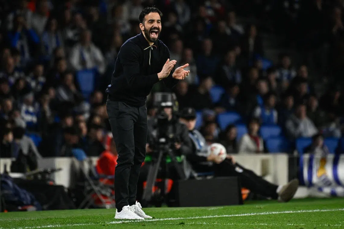 曼联主帅阿莫林上任后，球队发挥并不稳定，本轮将力争他们赛季首次英超二连胜。（法新社）