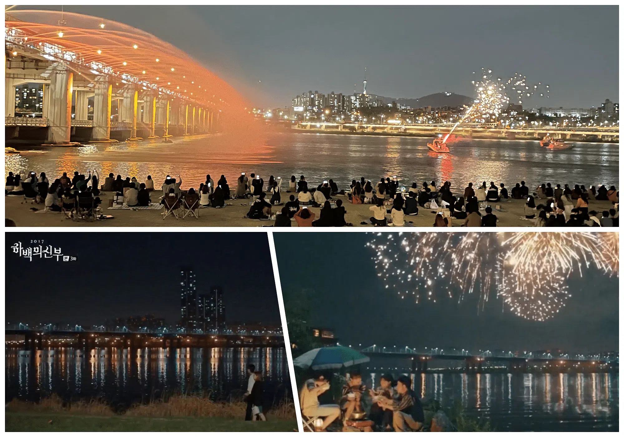 彩虹喷泉的会随着流行不时更新音乐（图/tvN、王昀诗摄）。