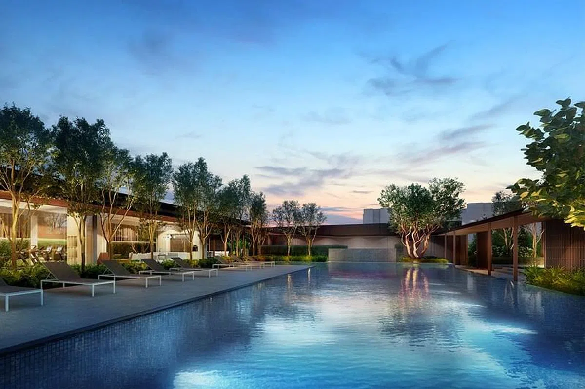 傍晚时，与家人朋友到无边游泳池在水中放松，享受夕阳。（构想图/星狮地产提供）