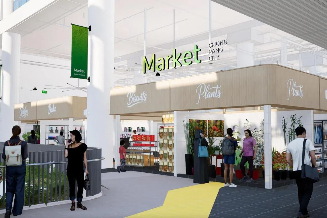 忠邦城将设有巴刹与小贩中心，让不少居民期待。（土管局构想图）