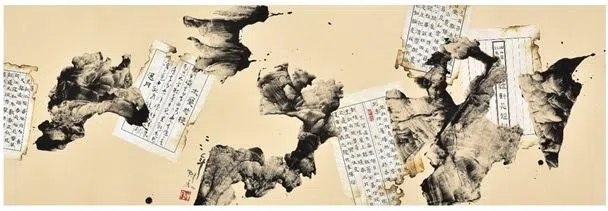 胡财和纸本混合媒介《长短句》（2022）。（谁先觉画廊提供）