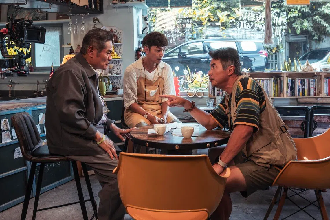 许效舜（左起）、李国煌和李铭顺私下的默契在大银幕上原汁原味呈现。（嘉华院线提供）