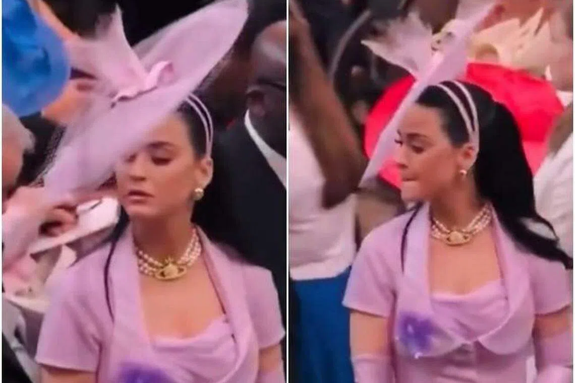 Katy Perry 被拍到在场内游走找位子。（取自推特）