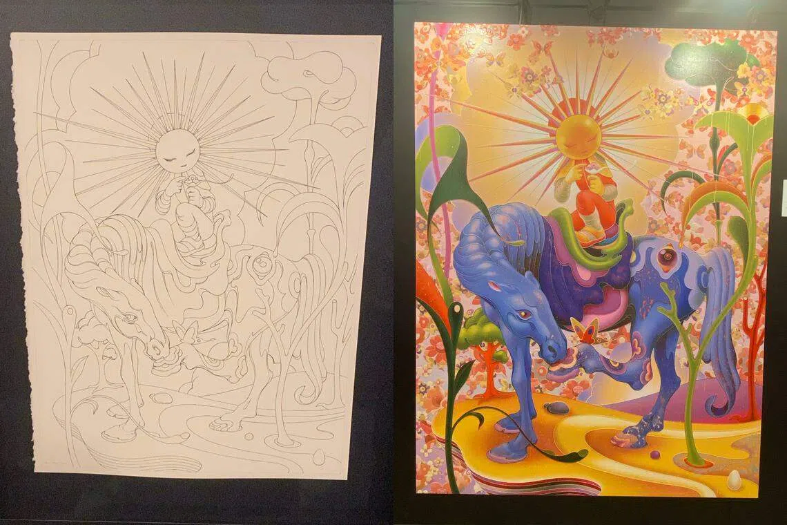 展览展出詹姆斯简的草稿与最终画作，别有一番巧思。（李佳轩摄）