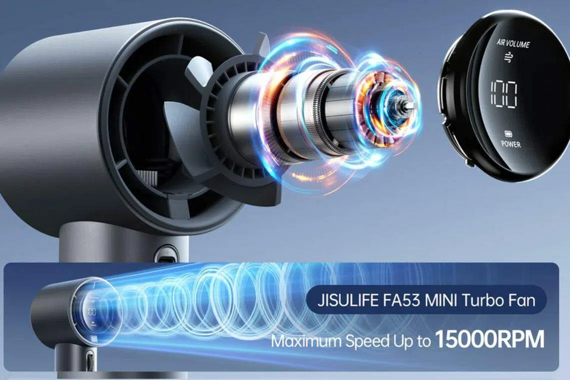 几素小电风扇用涡轮增压发动机发动强风，1分钟能转动1万5000圈。（Jisulife提供）