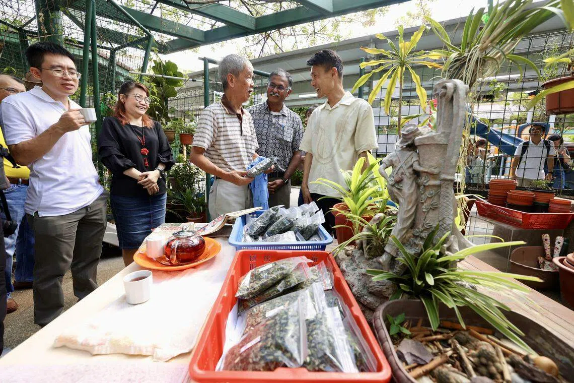 马炎庆（右一）向居民讲解目前伊蚊持续传播的形势和有效预防的措施。（邝启聪摄）