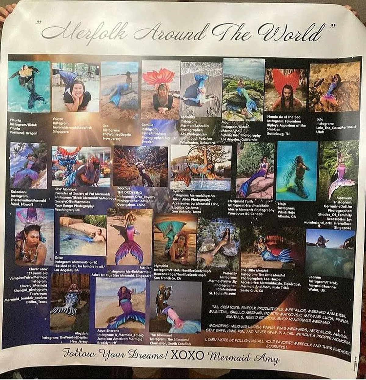 美国大尺码美人鱼所制作的一份世界各地非典型美人鱼日历。（受访者提供）