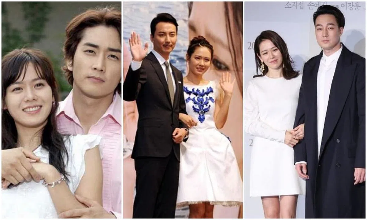 拍过无数部经典作，孙艺真也曾与宋承宪（左）、金南佶（中）和苏志燮（右）传出绯闻，但从未承认过。（图/互联网）