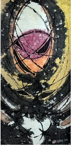 黄铃抽象彩墨画《人生百态》系列作品（2000）。（黄铃提供）