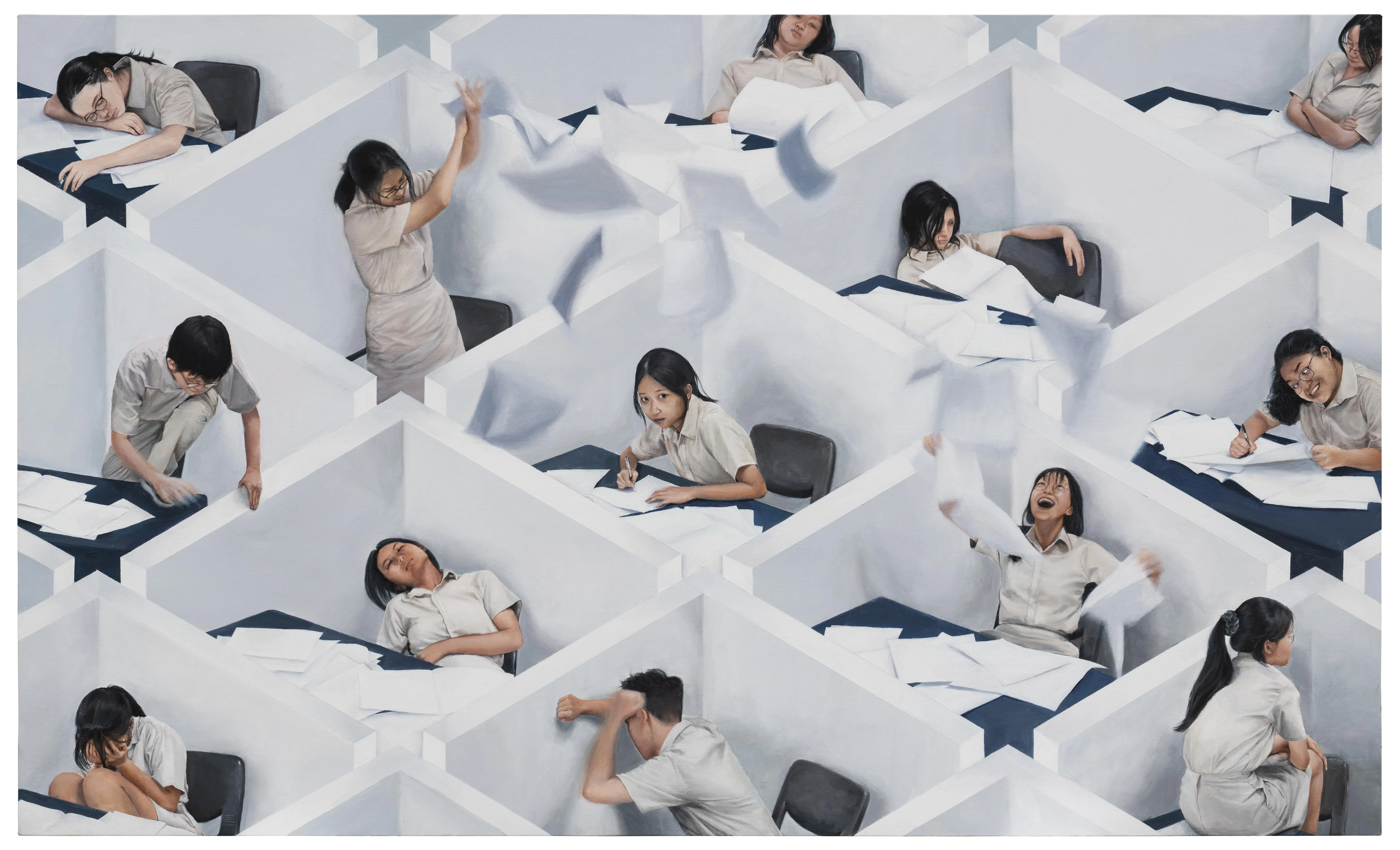 新加坡新锐画家组最具潜力画家卢恩的作品《存在即牢笼：一份个人独白》。（大华银行提供）