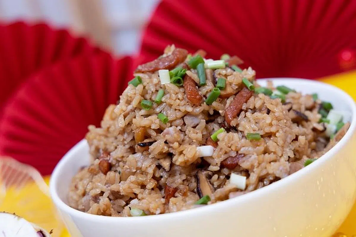 金芋满堂香菇焖饭（陈来福摄）