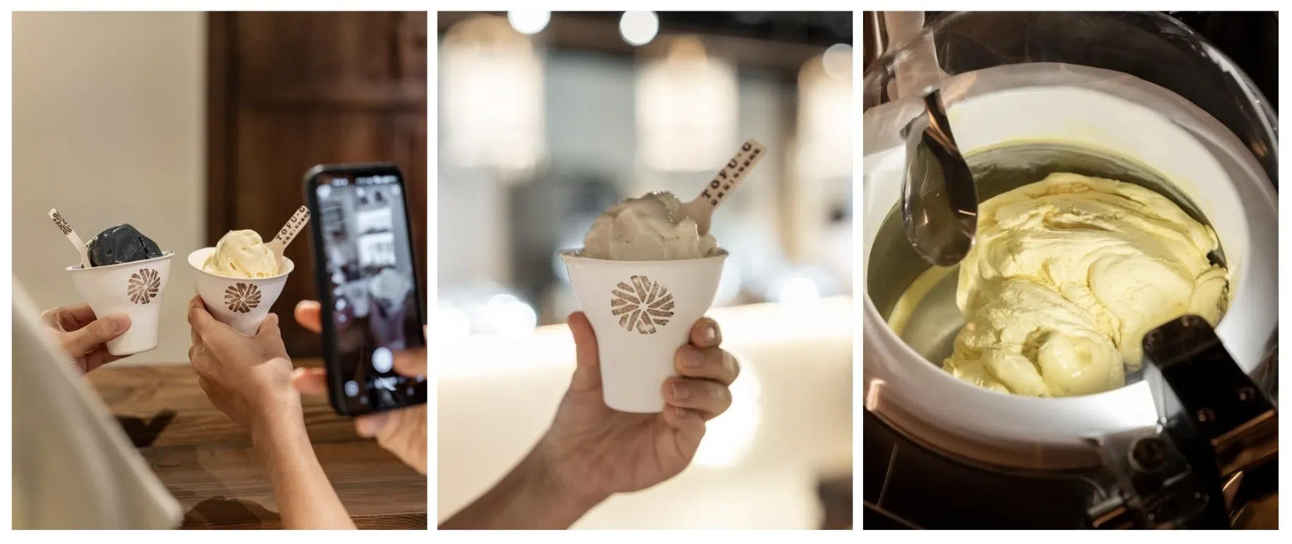 豆府记的冰淇淋主打天然、讲究与手工制作，每一勺冰淇淋都质地细腻。（叶晓虹摄）