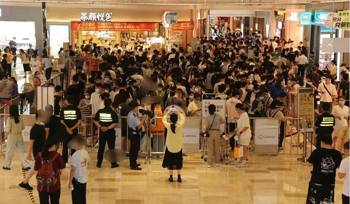 江宁公安在线发布的星期四景枫中心现场图片中，可以看到穿着荧光马甲的警员在维持秩序。（互联网）