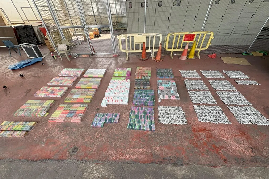 当局起获890支电子烟和6700个电子烟配件。（移民与关卡局提供）